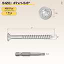 METALLIXITY Deck Screws (#7x1-5/8) 400Pcs, 410 Stainless Steel Wood Screw Decking Screws with T15 Torx Drive Head - for Wood Fence, Table, Chairs, Silver