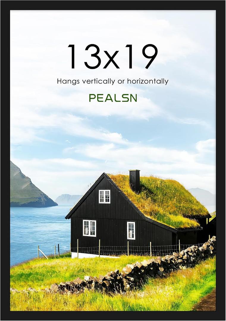 PEALSN 13x19 Picture Frame Black, Poster Frame for Wall Mounting Display Horizontally or Vertically Hanging, 1 Pack