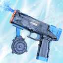 JCOUND Planet Automatic Electric Water Gun with Colored Water Bullets, Water Pistol with Simulated Recoil, Range to 28-32 Ft, Summer Swimming Pool Beach Outdoor Water Fighting Toy for Kids (Blue)