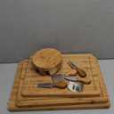 Bamboo Cutting Board for Kitchen, Wood Cutting Board Set with Holder & 4 Knives & Finger Guard, Charcuterie & Chopping Board with Juice Groove, Kitchen Gadgets, Brown