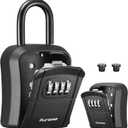 Puroma Key Lock Box, Portable Combination Lockbox Wall-Mounted Key Storage Box for House Keys, Resettable Code Safe Security Lock Box for Home, Office, Apartment Spare Key Storage (1 Pack, Pure Black)