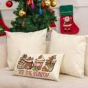 2 x JarThenaAMCS Christmas Pillow Cover Rectangle Gingerbread 12 x 20 Inch Xmas Coffee Throw Pillow Case Tis The Season Cushion Cover for Home Office