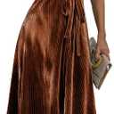 BerryGo Women's Velvet V Neck Wrap Semi Formal Dress Cocktail Party Maxi Dress for Wedding Guest (4-6, Z Velvet Burnt Orange)