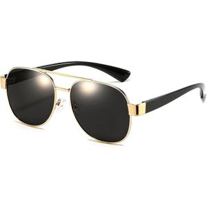 2 x LVIOE Aviator Polarized Sunglasses for Men Women Trendy Classic Retro Shades with UV400 Protection for Driving Fishing LS1204 (A1 Gold Black/Grey)