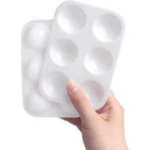 Tamaki 8 PCS White Plastic Paint Tray Palettes, Watercolor Palette Painting Tray for Painting Party, DIY Craft and Art Painting