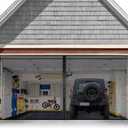 FEGO Magnetic Garage Hands Free Screen Door for 2 Car with Retractable Fiberglass, Mesh and Heavy Duty Weighted Bottom, Easy Assembly & Pass with 36 Magnets for Garage/Patio, Black, 16.3 X 7.15ft