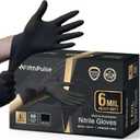 FifthPulse 6 Mil Black Nitrile Gloves, Heavy Duty Mechanic and Food Grade Glove - Powder-Free, Latex-Free Medical Exam Gloves