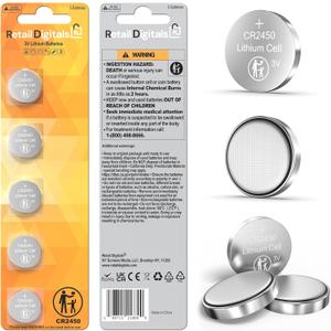CR2450 3V Premium Lithium Battery | 5-Pack | Child-Proof Package | 610 mAh | CR2450 3V Coin Batteries