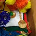 Marigold Garland for Decoration 5 Pcs Artificial Marigold Flowers with Bell, Indian Dcor for Pooja, Diwali, Rangoli, Wedding, Christmas (Kite)