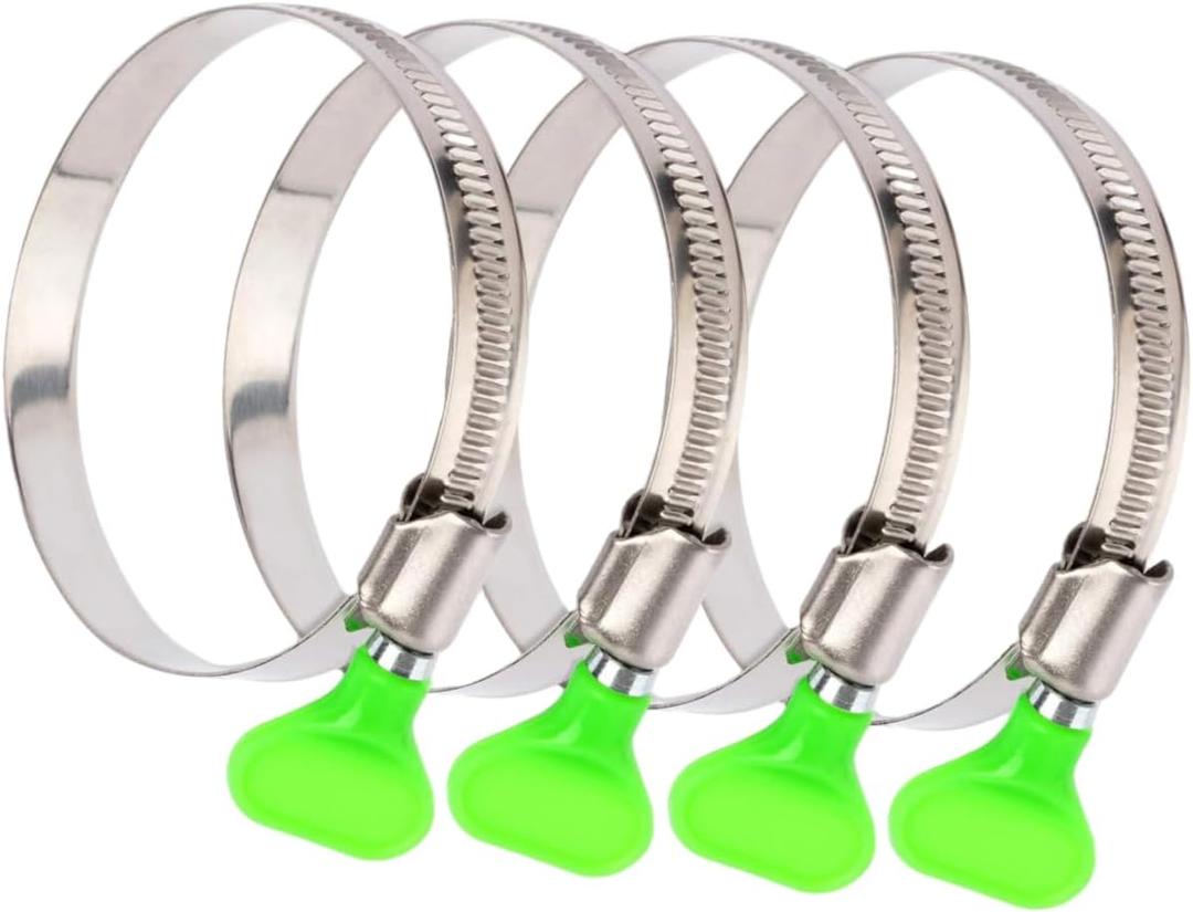 4-Pack 3 Inch Stainless Steel Hose Clamps, 12mm Bandwidth Key-Style Thumb Screw Adjustable Dryer Vent & Duct Clamp for Secure Connection on Automotive, Dust Collector, and Appliance Hoses
