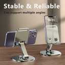 360Rotating Phone Stand Holder for Desk, Adjustable Cell Phone Metal Stand with Anti-Slip Base, Tablet Stand for All Mobile Phones, iPhone, iPad, Switch,etc