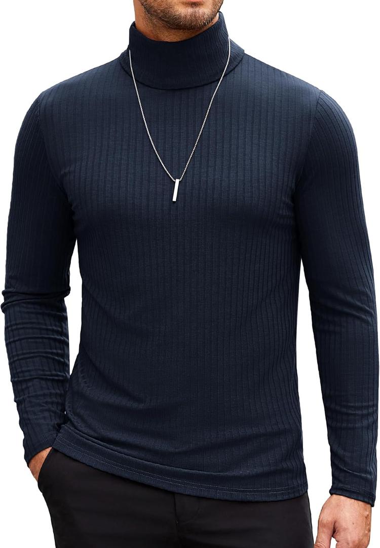 COOFANDY Men's Turtleneck Sweater Slim Fit Lightweight Basic Ribbed Sweaters (S)