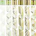 MEEDEE Green Ribbon Set - 6 Rolls, 36 Yards, Wired, Gold & Green for Christmas Tree Decorations (2.5 inch)