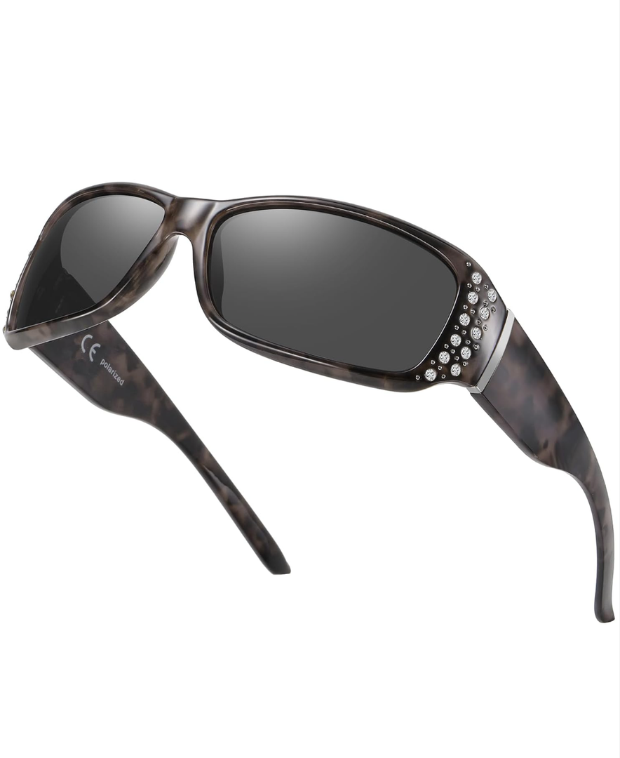 HAOLOTA Polarized Fit Over Glasses Sunglasses for Women Men Trendy Square Wrap Around Shades UV Protection