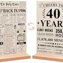 Trgowaul 40th Birthday Decorations Women Men, Vintage Back in 1986 Birthday Poster Acrylic Table Sign with Stand, 40th Anniversary Decor Gifts for Men, Vintage 21 Year Old Party Supplies Decorations