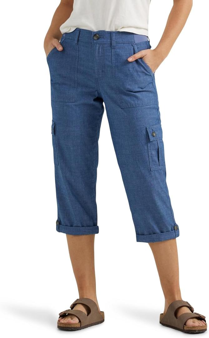 Lee womens Ultra Lux Comfort With Flex-to-go Cargo Capri Pant (14, Chambray)
