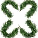 4 Pcs 6 Ft Christmas Artificial Norfolk Pine Garlands, Real Touch Winter Pine Garland, Green Artificial Greenery Garland for Mantle, Table, Wall, Fireplace, Indoor &Outdoor Holiday Decorations