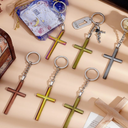 PH PandaHall 6 pcs  Cross Keychains 2.6 Inch Pocket Crosses Jesus Keyrings Christian Key Chains for Nativity Party Baptism Favors Sister Gifts Metal Decorative Bible Key Charms
