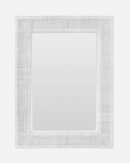DI CA 18x24 White Rattan Mirror