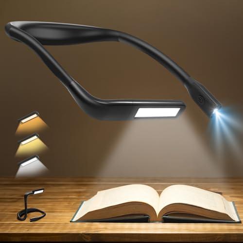 Neck Reading Light Book Lovers Gifts, Rechargeable 2000mAh 10-80Hrs Eye-friendly Wide Lamp Book Light, Birthday Christmas Stocking Stuffers for Men Women Readers, Camping Knitting Crochet Accessories