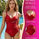 One Piece Swimsuit for Women, Fashion Bathing Suit Swim Suits, Women's Beachwear Swimwear Bikini Set for Woman Girls (Red, XL)