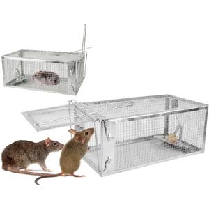 TeqHome Humane Rat Trap, Small 1-Door Live Chipmunk Trap That Work for Indoor and Outdoor, Easy to Catch and Release Live Animal Traps Mouse Cage Traps for Rodents Mice Voles Hamsters,Reusable & Metal