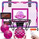 VATOS Basketball Hoop for Girls Indoor, Pink Basketball Hoop with 7 Color Lights, Electronic Scoreboard & Remote Controller, Basketball Set Toys Birthday Gifts for Girls Kids Teens 5-12