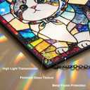 Cat Stained Glass Window Hanging, 7.9" Square Suncatcher with Chain Suction Cup, Cute Kitten Sun Catchers Indoor Window, Colorful Cat Decor for Wall, Porch, Birthday, Tuxedo Cat