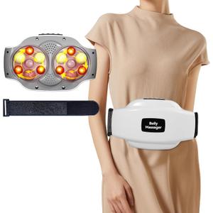 Dual Disc Abdominal Massager, Professional Hands-Free Belly Massager Machine with Heat for Digestion Aid, Relieve Bloating, Constipation, Stomach Fat & Period Cramps