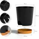 4 inch Small Plant Pots for Outdoor Indoor Plants, 5 Pack Planters with Drainage Holes and Tray, Small Self Watering Pots for Succulent,Cactus, Aloe and Other Plants (Black)