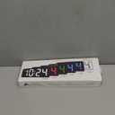 LED Digital Wall Clock with Large Display, Big Digits, Auto-Dimming, 12/24Hr Format, Modern Electric Small Silent Wall Clock for Living Room, Bedroom, Classroom, Farmhouse, Kitchen, Office - White