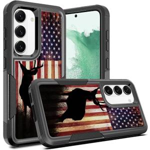 Defender Case for Galaxy S23, Heavy Duty 360 Full Body Shockproof Protection Hard Plastic+Silicone Rubber Hybrid Protective Case for Samsung Galaxy S23 6.1" (Camo Deer)