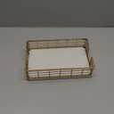 Wican Marble Guest Towel Holder Tray for Bathroom, Napkins Holder for Powder Room Dinning Table Wooden Basket for Disposable Paper Hand Towels Gold and Marble White (9.06 x 5.51 x 2.56 inchs)