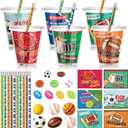 Zonon 180 Pcs Valentine's Day Gifts for Kids Valentines Stationery with Cards Mini Squeeze Favors and Cups Classroom Exchange Gift for Boy Girl Party Exchange Prizes Favors (Sport Ball)