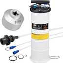 EWK Oil Change Kit, 6.5L Pneumatic/Manual Oil Extractor Pump + 32mm Low Profile Oil Filter Wrench Socket, Complete DIY & Garage Solution for Clean, Maintenance