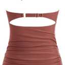 ZAFUL Women's Tankini Swimsuits Cut Out Crisscross Tankini Top with High Waisted Bottom Tummy Control Bathing Suit (Brown, S)