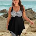 Arolina Plus Size Swimsuit for Women Two Piece Modest Tankini Full Coverage Tummy Control Bathing Suits with Shorts (Black, L)