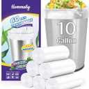 10 Gallon 60pcs Medium Clear Bags Strong Clear Garbage Bags, Bathroom Can Bin Liners, Plastic Bags for Office Home Kitchen, Waste Basket Liner, Fit 30 Liter, 10 Gal(10G60-Clear)