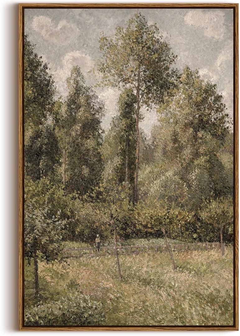 InSimSea Framed Canvas Prints Art Vintage Decor, Bushes Poplars Nature Landscape Paintings, Large Prints, Farmhouse Decor, Classical Wall Decorations for Bedroom Living Room Bathroom, 20"x30"