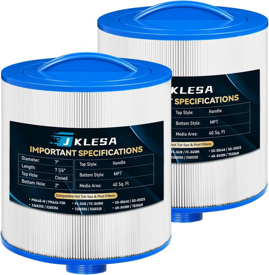 PMA40-F2M Spa Filter Compatible with Pleatco PMA40-F2M, PMA40-M, Filbur FC-0418, FC-0418M, Master Spas X268080, X268320 & X268057, X268050, X268356, SD-01115, SD-00648, SD-01025, AK-0418M