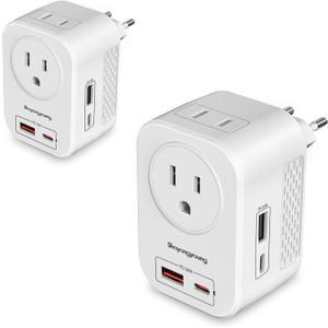 220V to 110V Voltage Converter US to Europe International Universal Travel Adapter