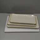 famiware Serving Platter, Rectangular 15.67/14.1/12.6inch Serving Dishes for Entertaining, Microwave Dishwasher Safe, Stoneware Serving Trays for Party, Turkey, Cheese, Ocean Series, Vanilla White