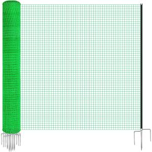 Temporary Fence with Posts, 36" x 50' Plastic Garden Fence Animal Barrier with Metal Stake Windbreak Rope, Portable Temporary Fencing for Dogs Outdoors Backyard Animal Protect
