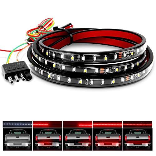 Nilight 60" Truck Tailgate Light Bar 108 LED Single Row Light Strip with Red Running Brake Lights Turn Signal White Reverse Light