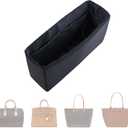 Purse Organizer Insert,Silk Bag Organizer with 6 Sizes,Silky Smooth,Handbag Shaper For Longchamp,Birkin 20/25,Speedy 30/38,Neverfull and More(Slender Medium,Black)
