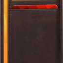 Real Leather Slim Minimalist Wallet for Men and Women -RFID Blocking Front Pocket Thin Credit Card Holder Stylish Wallets (Dark Brown)