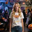 Halloween Graphic T Shirt Women Cute Magic Kingdom Shirts Funny Family Vacation Trip Tees Casual Fall Short Sleeve TopsLarge,White (L)