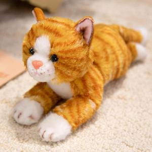 PEACH CAT Striped Cat Stuffed Animal 9.8" Realistic Kitten Plushies Soft Plush Toys Gifts for Kids Orange