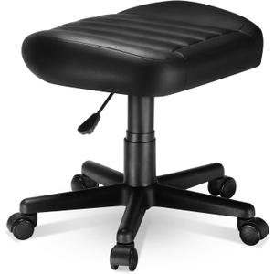 EUREKA ERGONOMIC Multi-Use Gaming Foot Stool Height Adjustable Swivel Rolling Stool Chair W Wheels,Gaming Footrest Video Game Stool for Gaming Home Office Chair,Black
