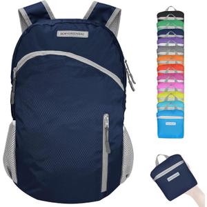 35L Foldable Waterproof Backpack For Outdoor Sports Travel Inside Wet Clothes Compartment Packable For Multiple (1dark Blue)